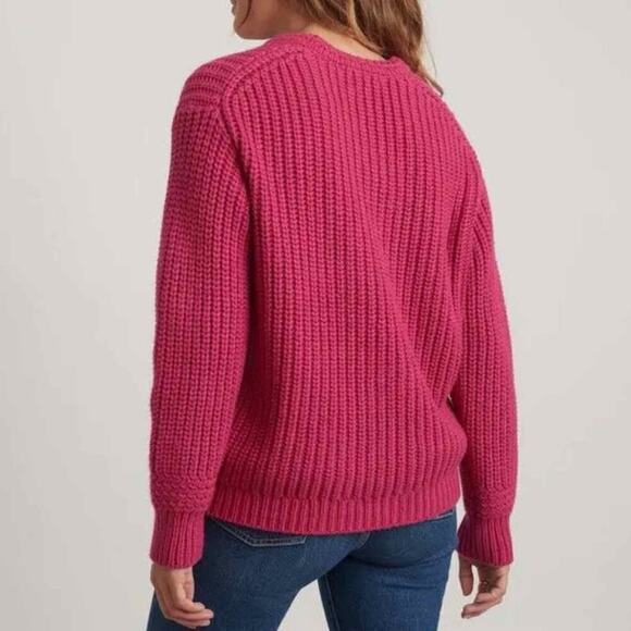 Marine Layer Ribbed Oversized Crewneck Sweater Size Small Rose Violet - Picture 8 of 12